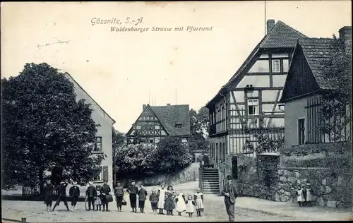 Ak Gößnitz in Thüringen, Waldenburger Straße, Pfarramt, Kinder