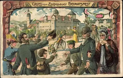 Künstler Litho Zschopau im Erzgebirge Sachsen, Zschopauer Heimatfest