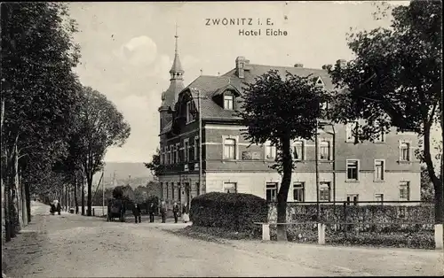 Ak Zwönitz im Erzgebirge Sachsen, Hotel Eiche