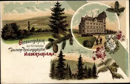 Litho Niederschlema Bad Schlema im Erzgebirge, Genesungsheim des Verbandes Handlungsgehilfen