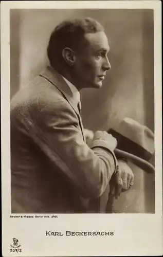 Ak Schauspieler Karl Beckersachs, Portrait, Profilansicht