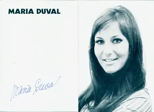 Klapp-Autogrammkarte Sängerin Maria Duval, Portrait