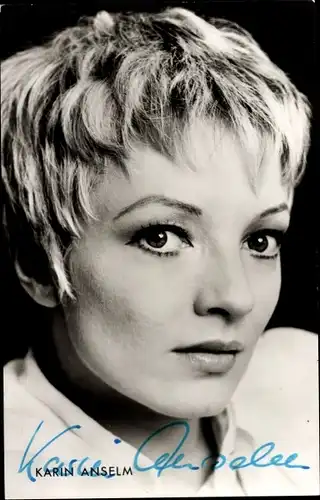 Ak Schauspielerin Karin Anselm, Portrait, Autogramm