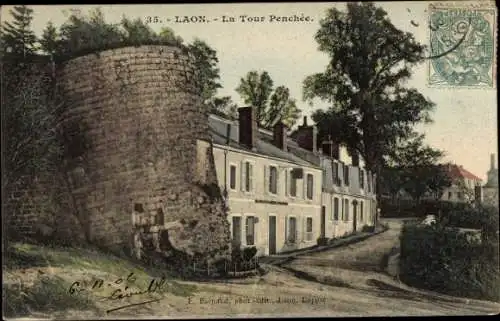 Ak Laon Aisne, schiefer Turm