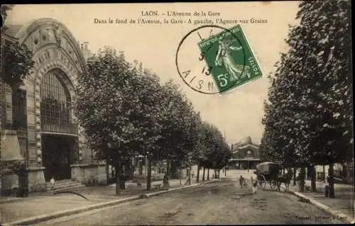 Ak Laon Aisne, Avenue de la Gare, Agence aux Grains, Bahnhof