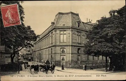 Ak Paris XVI Passy, Avenue Henri-Martin, Rathaus