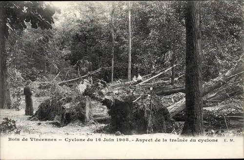 Ak Paris XII Bois de Vincennes, Zyklon Juni 1908