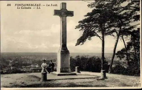 Ak Fontainebleau Seine et Marne, Le Calvaire, La Foret