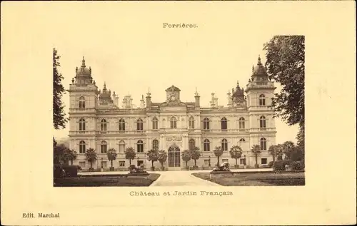 Ak Ferrières Seine et Marne, Schloss und Französischer Garten