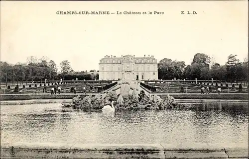 Ak Champs sur Marne Seine et Marne, Schloss, Park