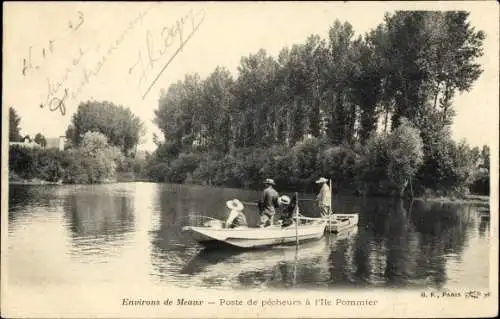 Ak Meaux Allier, Fischerposten in L'Ile Pommier