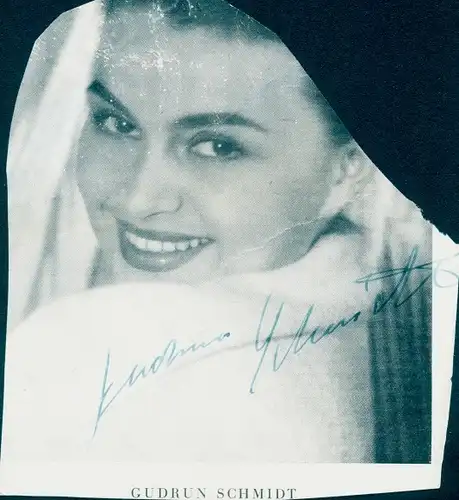 Autogrammkarte Schauspielerin Gudrun Schmidt, Autogramm