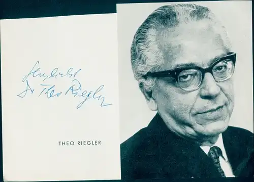 Autogrammkarte Schauspieler Theo Riegler, Portrait, Autogramm