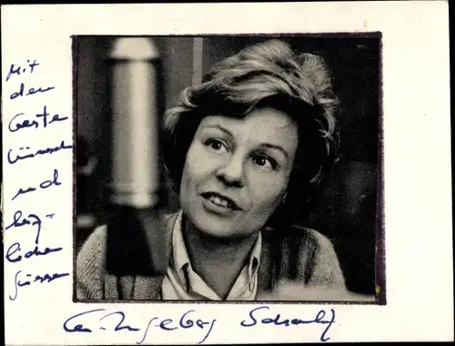 Autogrammkarte Schauspielerin Eva-Ingeborg Scholz, Portrait, Autogramm