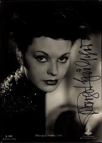 Ak Schauspielerin Margot Hielscher, Portrait, Wien Film G 230, Autogramm