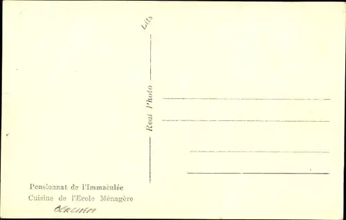 Ak Berchem Flandern Antwerpen, Pensionnat de l'Immaculee, Cuisine de l'Ecole Menagere