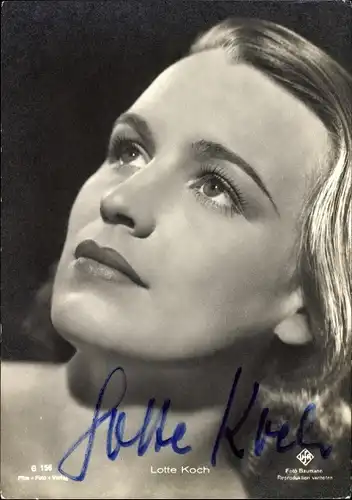 Ak Schauspielerin Lotte Koch, Portrait, Autogramm