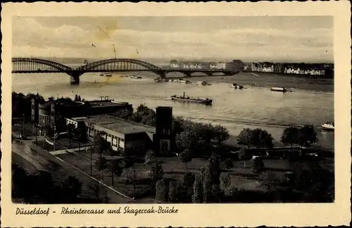 Ak Düsseldorf am Rhein, Rheinterrasse, Skagerrak-Brücke