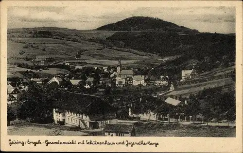 Ak Geising Altenberg Erzgebirge, Gesamtansicht mit Schützenhaus und Jugendherberge