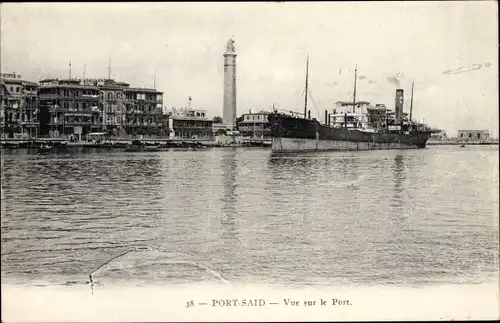 Ak Port Said Ägypten, Hafenblick, Blick in den Hafen, Leuchtturm