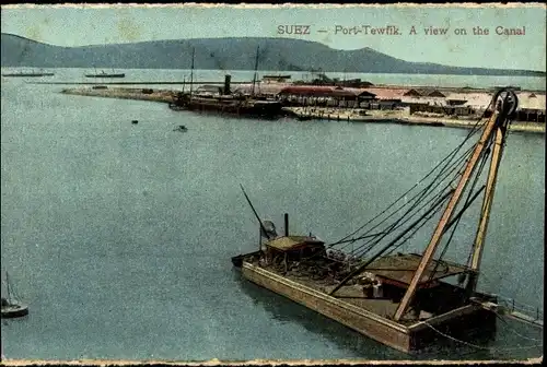 Ak Port Tewfik Suez Port Ägypten, ein Blick auf den Kanal
