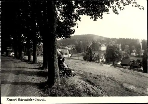 Ak Bärenfels Altenberg im Erzgebirge, Panorama, Bank