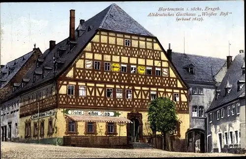 Ak Hartenstein Erzgebirge Sachsen, Altdeutsches Gasthaus Weißes Ross, Außenansicht