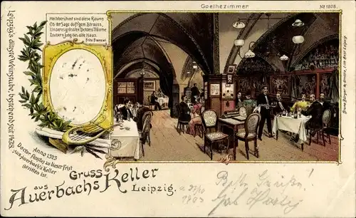 Litho Leipzig in Sachsen, Auerbachs Keller, Goethezimmer