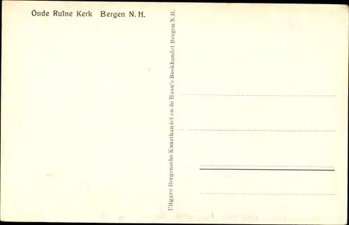 Ak Bergen Nordholland Niederlande, Kirche, Ruine