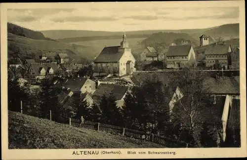 Ak Altenau Clausthal Zellerfeld im Oberharz, Blick vom Schwarzenberg