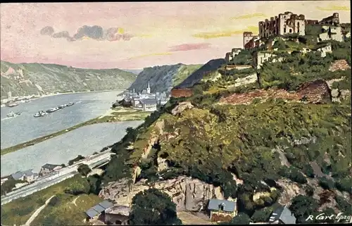 Künstler Ak St. Goar am Rhein, Burg Rheinfels