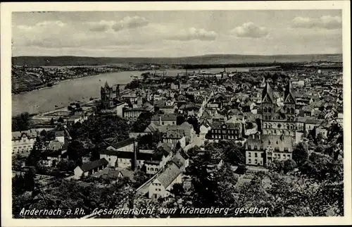 Ak Andernach am Rhein, Blick vom Kränenberg, Gesamtansicht