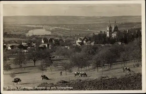 Ak Arenberg Koblenz am Rhein, Siebengebirge, Roter Hahn, Kühe