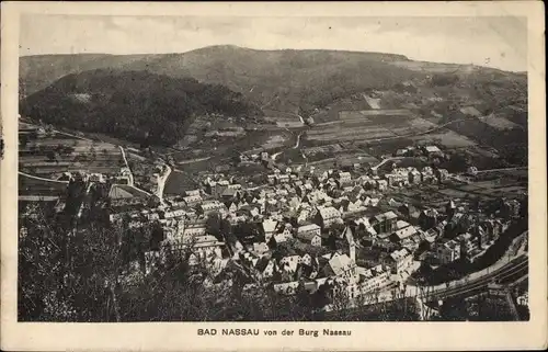 Ak Bad Nassau an der Lahn, Panorama von der Burg Nassau gesehen