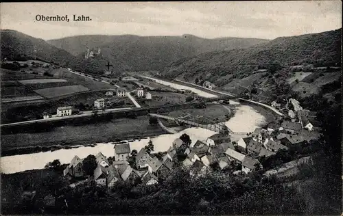 Ak Obernhof an der Lahn, Totalansicht, Umgebung, Brücke