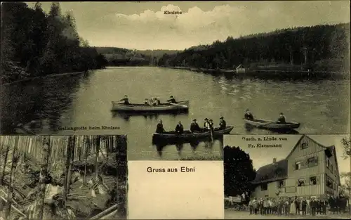 Ak Ebni Kaisersbach in Baden Württemberg, See, Wald, Ruderboote, Gasthaus zur Linde