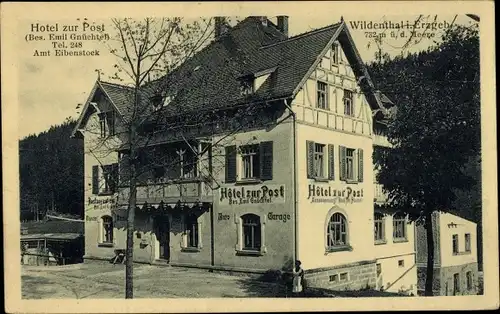 Ak Wildenthal Eibenstock im Erzgebirge, Hotel zur Post, Besitzer Emil Gnüchtel