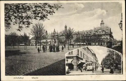 Ak Hanau am Main, Markt, Straßenbahn