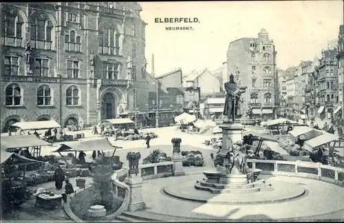 Ak Elberfeld Wuppertal, Neumarkt, Denkmal