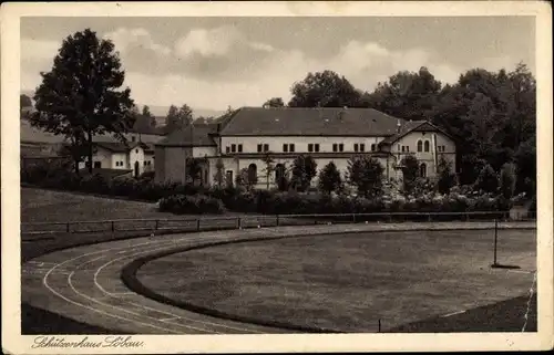 Ak Löbau in Sachsen, Schützenhaus, Sportplatz