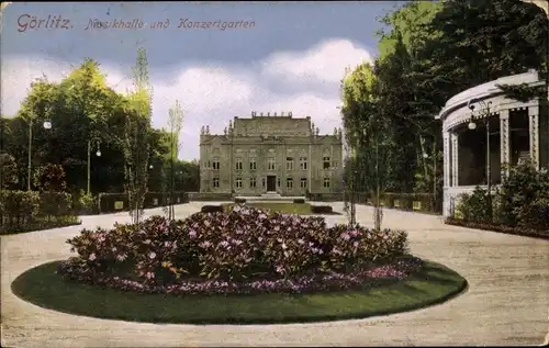 Ak Görlitz in der Lausitz, Musikhalle, Konzertgarten