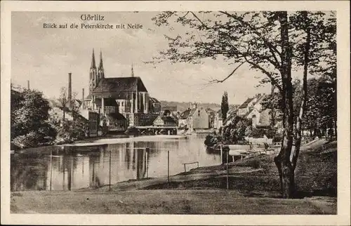 Ak Görlitz in der Lausitz, Peterskirche, Neiße