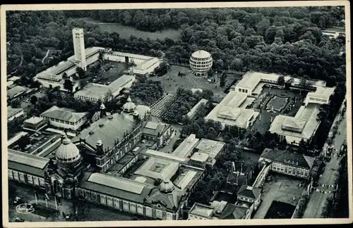 Ak Dresden, Internationale Hygiene-Ausstellung 1931, Teilansicht aus der Vogelschau, Kugelhaus