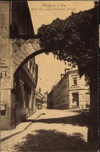 Ak Stolpen Sächsische Schweiz, Dresdner Straße, Altes Tor