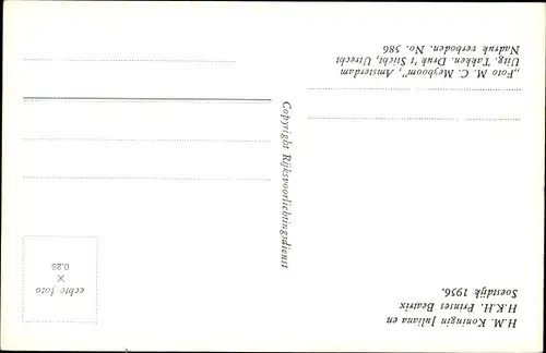 Ak Adel Niederlande, Königin Juliana, Prinzessin Beatrix, 1956
