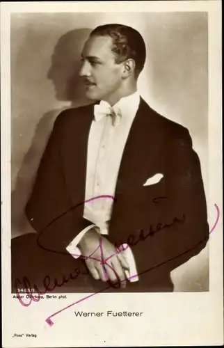 Ak Schauspieler Werner Fuetterer, Portrait, Autogramm