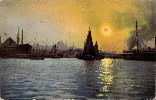 Ak Konstantinopel Istanbul Türkei, Sonnenuntergang