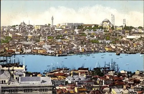 Ak Konstantinopel Istanbul Türkiye, Panorama und das Goldene Horn