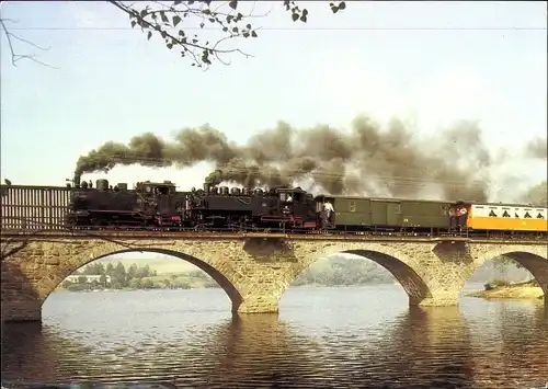 Ak Schmalspurbahn Freital Hainsberg Kipsdorf, Personenzug mit Lokomotive, Viadukt in Malter