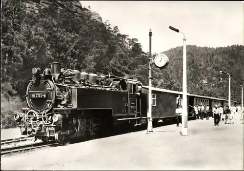 Ak Schmalspurbahn, Lokomotive 99 1757-6, Bahnhof Oybin